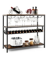 Wine Rack Table With 4 Rows of Glass Holders