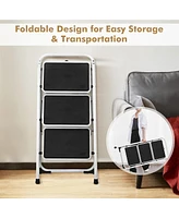Folding 3-Step Ladder with Handgrip and Anti-Slip Platform