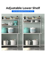 48 x 12 Inch Kitchen Stainless Steel Over shelf with Adjustable Lower Shelf