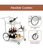 Sugift Kitchen Rolling Bar Cart with Tempered Glass Suitable for Restaurant and Hotel