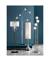 Possini Euro Design Athena Modern Glam Tree Floor Lamp 4-Light 72" Tall Brushed Nickel Silver Outer Clear Inner Opal Double Glass Shade Decor for Livi