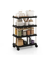 Sugift 4-Tier Kitchen Slim Storage Cart with Lockable Wheels