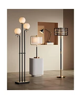 Possini Euro Design Acadia Modern Floor Lamp 71" Tall Black Warm Gold Metal 3-Light Frosted White Glass Globe Shades Decor for Living Room Reading Hou