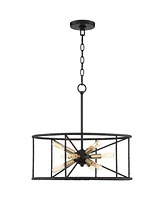 Possini Euro Design La Vista Black Gold Sputnik Small Pendant Chandelier 20.25" Wide Modern Open Cage Drum Shade 9-Light Fixture for Dining Room House