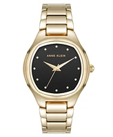 Anne Klein Women's Quartz Everyday Cushion Black and Gold-Tone Alloy Metal Bracelet Watch, 32mm - Black, Gold