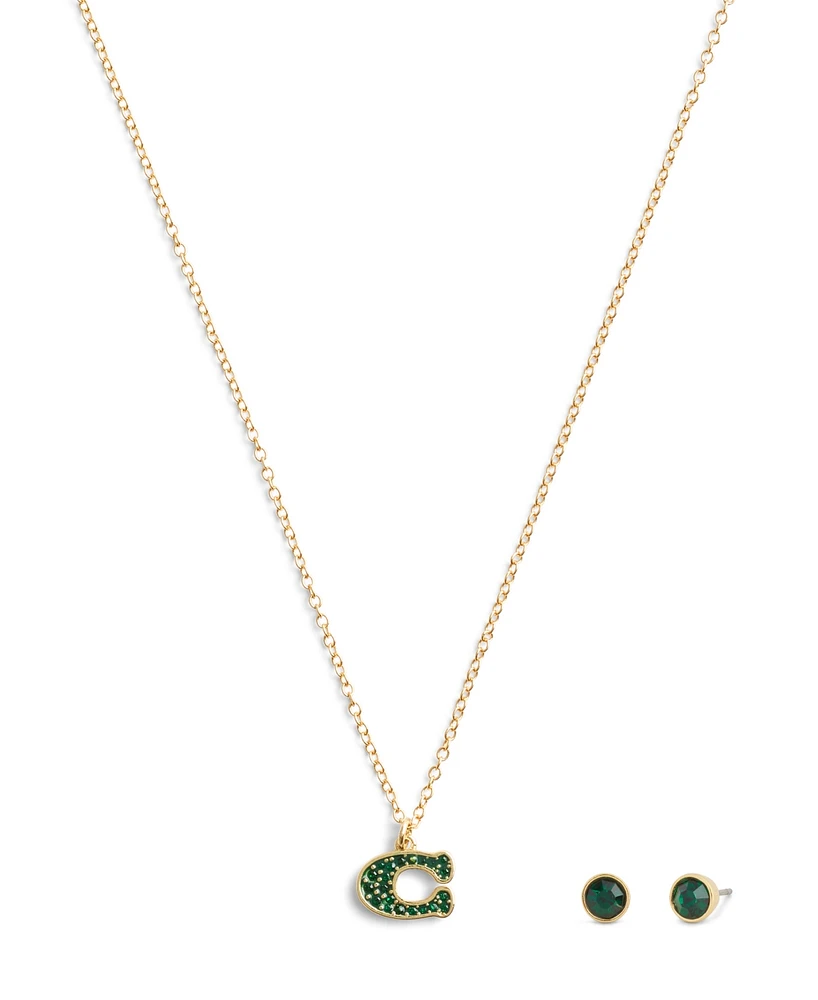 Coach Faux Stone Signature Pave C Jewelry Set