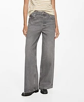 Mango Women's Loose Mid-Rise Wide Leg Jeans