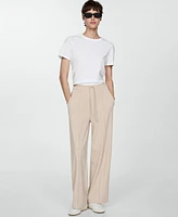 Mango Women's Seam-Detail Straight-Fit Trousers