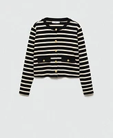 Mango Women's Buttons Detail Striped Cardigan