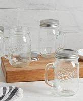 Mason Craft & More 4 Piece Glass Jars with Handles and Lids
