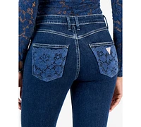 Guess Women's 1981 Lace-Pocket High-Rise Skinny Jeans