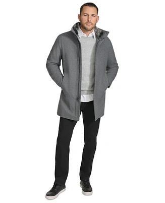 Calvin Klein Men's Urban Walker Coat with Detachable Faux Rabbit Fur at Interior Collar