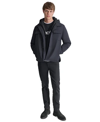 Dkny Men's Button-Front Shirt Jacket with Hooded Bib