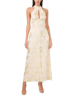 Parker The Phoebe Jacquard Metallic Halter Maxi Dress