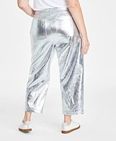 On 34th Trendy Plus Cropped Straight-Leg Metallic Pants, Created for Macy's