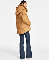 Michael Kors Women's Faux-Fur-Collar Hooded Puffer Coat, Created for Macy's