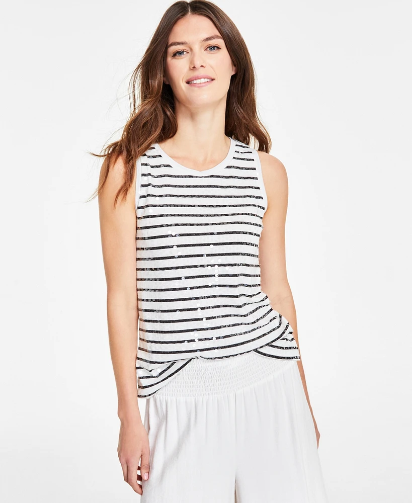 Vince Camuto Women's Sequined Striped Tank Top