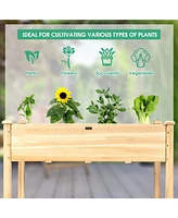 Wooden Raised Vegetable Garden Bed Elevated Grow Vegetable Planter