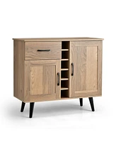 2-Door Buffet Sideboard with 6-Bottle Wine Rack Drawer