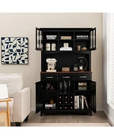 Sugift Kitchen Storage Cabinet Cupboard with Wine Rack and Drawers