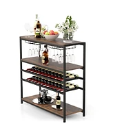 Sugift 5-tier Wine Rack Table with Glasses Holder