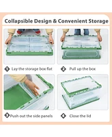 Sugift 4 Pack Collapsible and Stackable Plastic Storage Box with Attached Lid