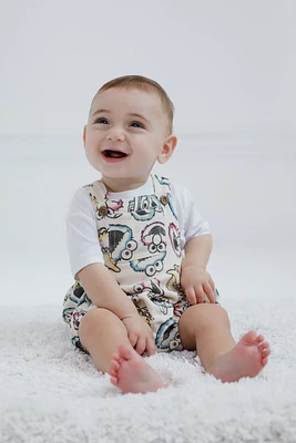Sesame Street Baby Boys Cotton Gauze Matching Family Short Overalls