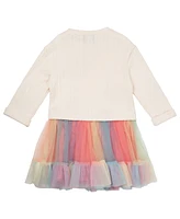 Rare Editions Toddler & Little Girls Heart Patch Sweater with Tulle Skirt, 2-Piece Set