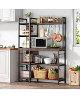 Tribesigns Bakers Rack with Storage for Kitchen 43 Inch Wide Large Racks Shelves, 5-Tier Tall Utility Shelves Organizers and 10 Hooks