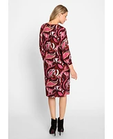 Olsen Women's 3/4 Sleeve Retro Print Dress