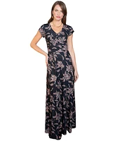 Hotsquash London Women's V-Neck Maxi Dress with Cap Sleeves