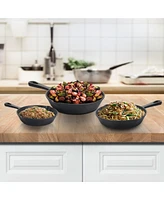 Megachef Pre-Seasoned 3 Piece Cast Iron Skillet Set