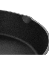 Megachef 10 Inch Round Preseasoned Cast Iron Frying Pan with Handle in Black