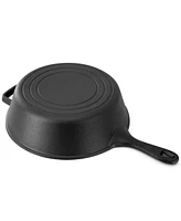 Megachef 10.5 Inch 2-in-1 Pre-Seasoned Cast Iron Skillet and Fry Pan Set