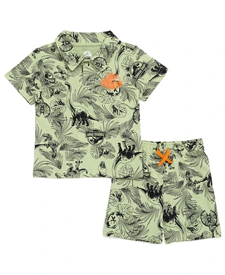 Jurassic Park Boys T-Rex Polo Shirt and Shorts to