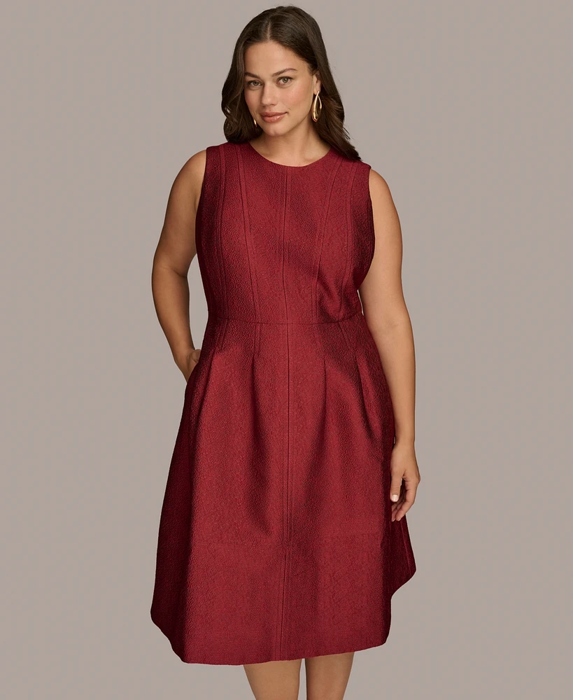 Donna Karan New York Plus Jacquard Fit & Flare Dress