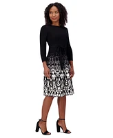 Jessica Howard Petite Printed Fit & Flare Sweater Dress