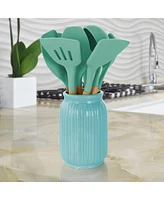 MegaChef Gray Silicone and Wood Cooking Utensils, Set of 9