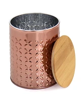 Megachef 3 Piece Golden Kitchen Canister Set with Bamboo Lids in Rose Gold