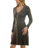 Taylor Petite Metallic Fit & Flare Sweater Dress