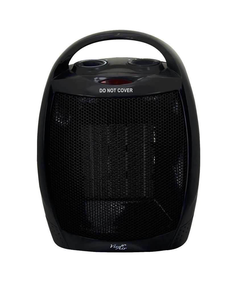 Vie Air 1500W Portable 2 Settings Black Ceramic Heater with Adjustable Thermostat