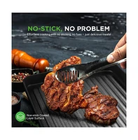 NutriChef 11 Hard-Anodized Nonstick Grill & Griddle - Dishwasher Safe Nonstick Grill Pan