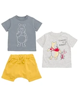 Disney Toddler Boys Mickey Mouse Winnie the Pooh T-Shirt and Shorts 3 Piece Outfit Set to