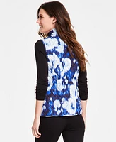 Jones New York Women's Printed Quilted Patch-Pocket Vest