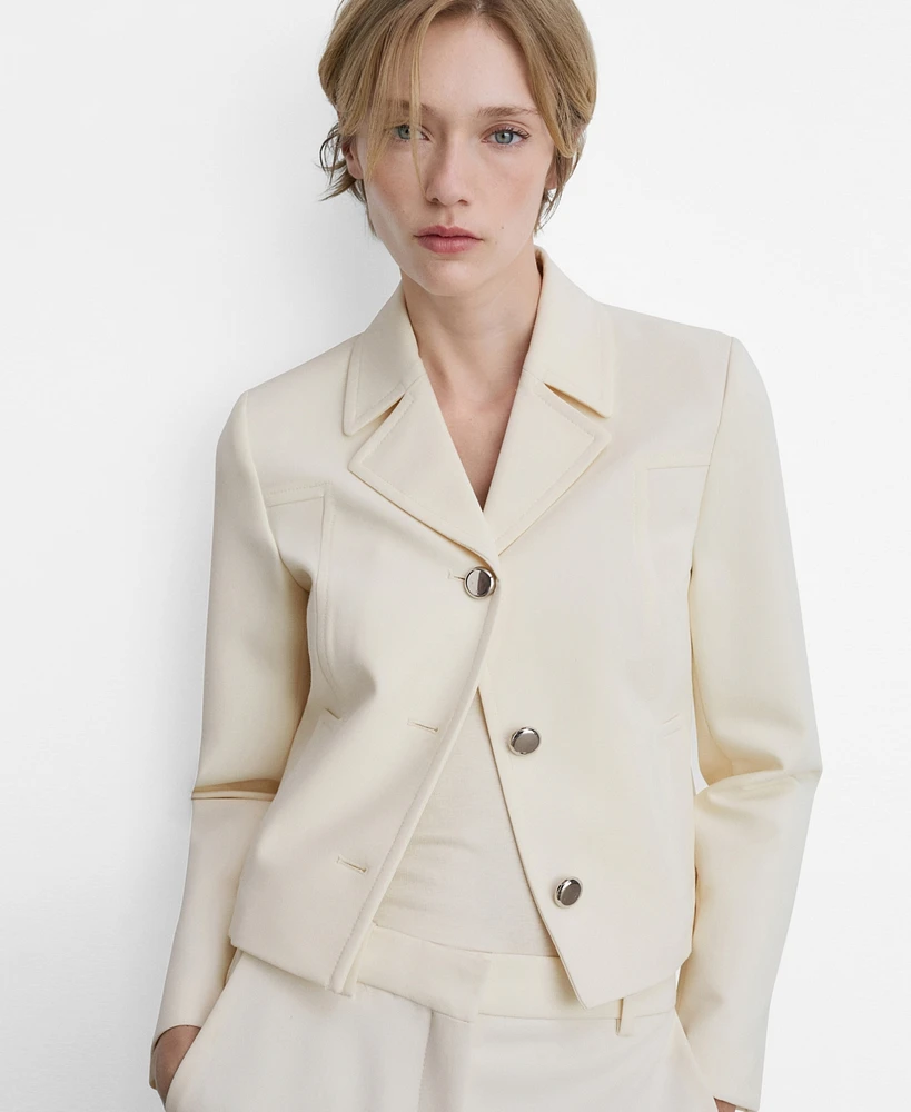 Mango Women's Lapels and Metal Buttons Detail Jacket