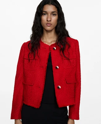 Mango Women's Pocket Tweed Jacket