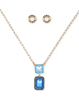 Guess Crystal Pendant Necklace & Logo Stud Earrings Set