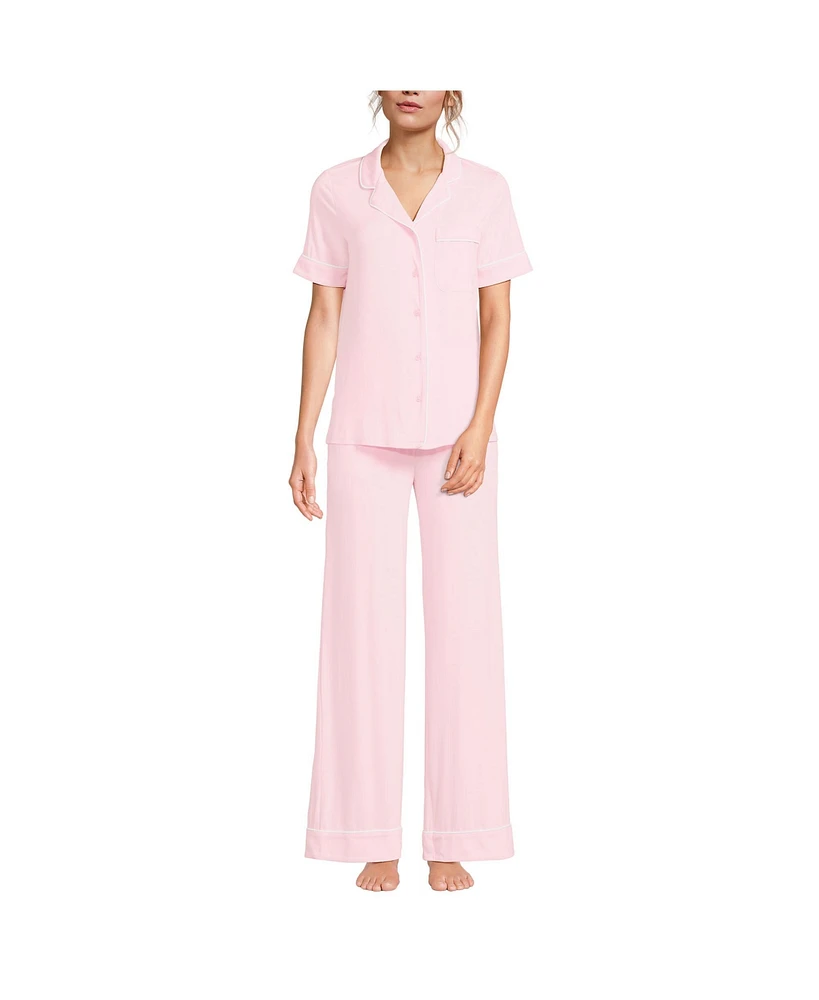 Lands' End Women's Cooling 3 Piece Pajama Set - Robe Top and Pants