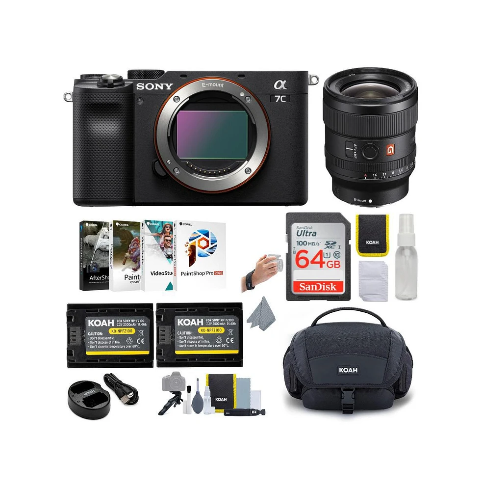 Sony Alpha a7C Full-Frame Mirrorless Camera (Black) Bundle with Fe 24mm Gm Lens