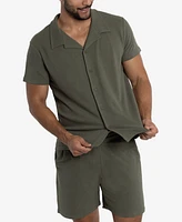 Spring + Mercer Men's Camp Collar Casual Short Sleeve Button-Up Shirt